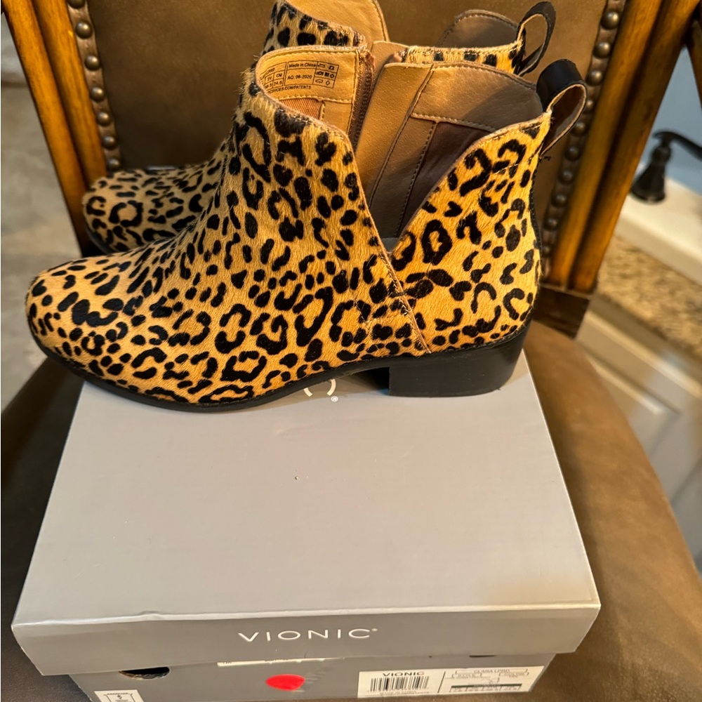Vionic Leopard Print Ankle Boots - image 2